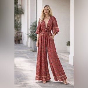 Zury Bohemian Silk Blend Jumpsuit
